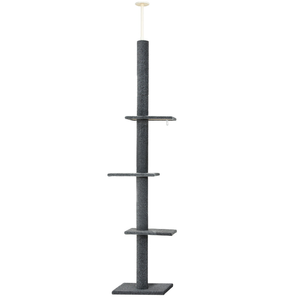 Cat Scratching Posts: i.Pet Cat Tree 290cm Tower Scratching Post Scratcher Floor to Ceiling Cats Bed Grey