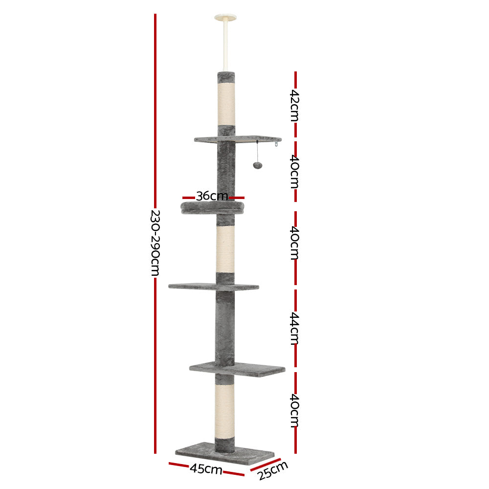 Cat Scratching Posts: i.Pet Cat Tree 290cm Tower Scratching Post Scratcher Floor to Ceiling Cats Bed
