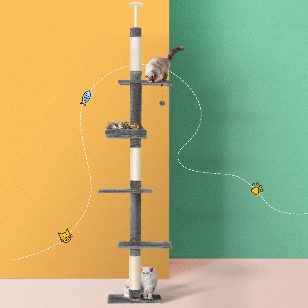 Cat Scratching Posts: i.Pet Cat Tree 290cm Tower Scratching Post Scratcher Floor to Ceiling Cats Bed