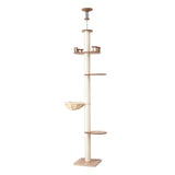 Cat Scratching Posts: i.Pet Cat Tree Tower Floor to Ceiling Scratching Post 270cm Beige