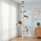 Cat Scratching Posts: i.Pet Cat Tree Tower Floor to Ceiling Scratching Post 270cm Beige