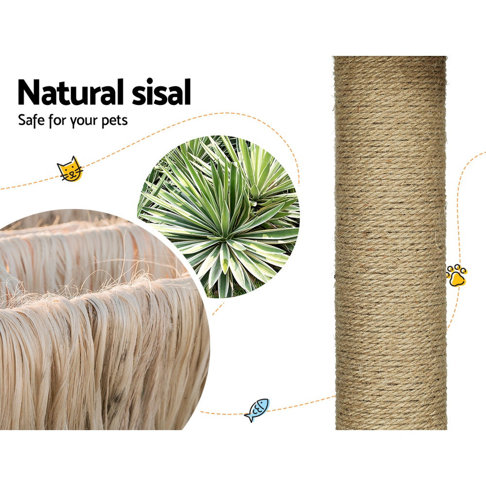 Cat Scratching Posts: i.Pet Cat Tree 138cm Tower Scratching Post Scratcher Wood Bed Condo House Rattan Ladder