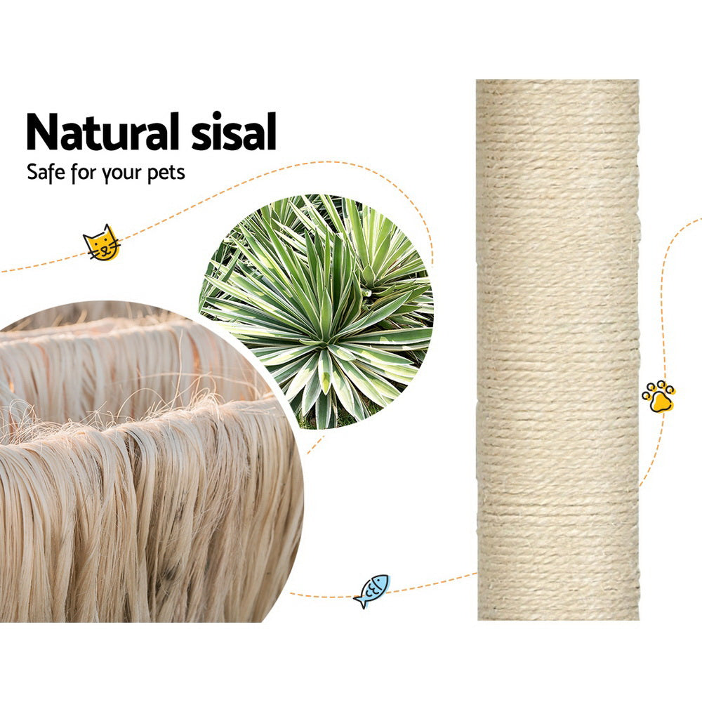 Cat Scratching Posts: i.Pet Cat Tree 169cm Tower Scratching Post Scratcher Wood Bed Condo House Rattan Ladder