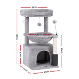 Cat Scratching Posts: i.Pet Cat Tree Tower 82cm Scratching Post Furniture Scratcher House Light Grey