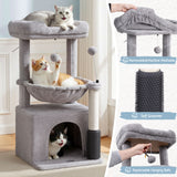 Cat Scratching Posts: i.Pet Cat Tree Tower 82cm Scratching Post Furniture Scratcher House Light Grey