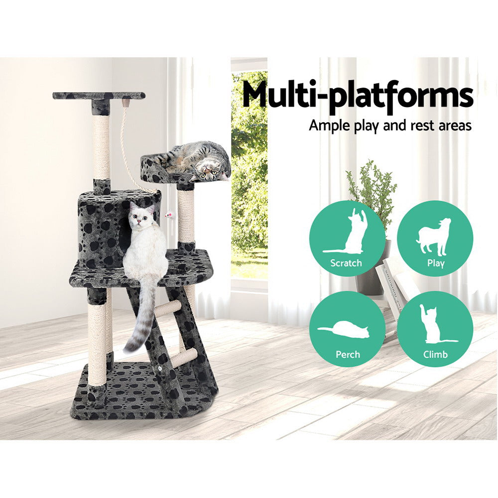 Cat Scratching Posts: i.Pet Cat Tree 120cm Tower Scratching Post Scratcher Trees Bed Wood Condo Toys Bed