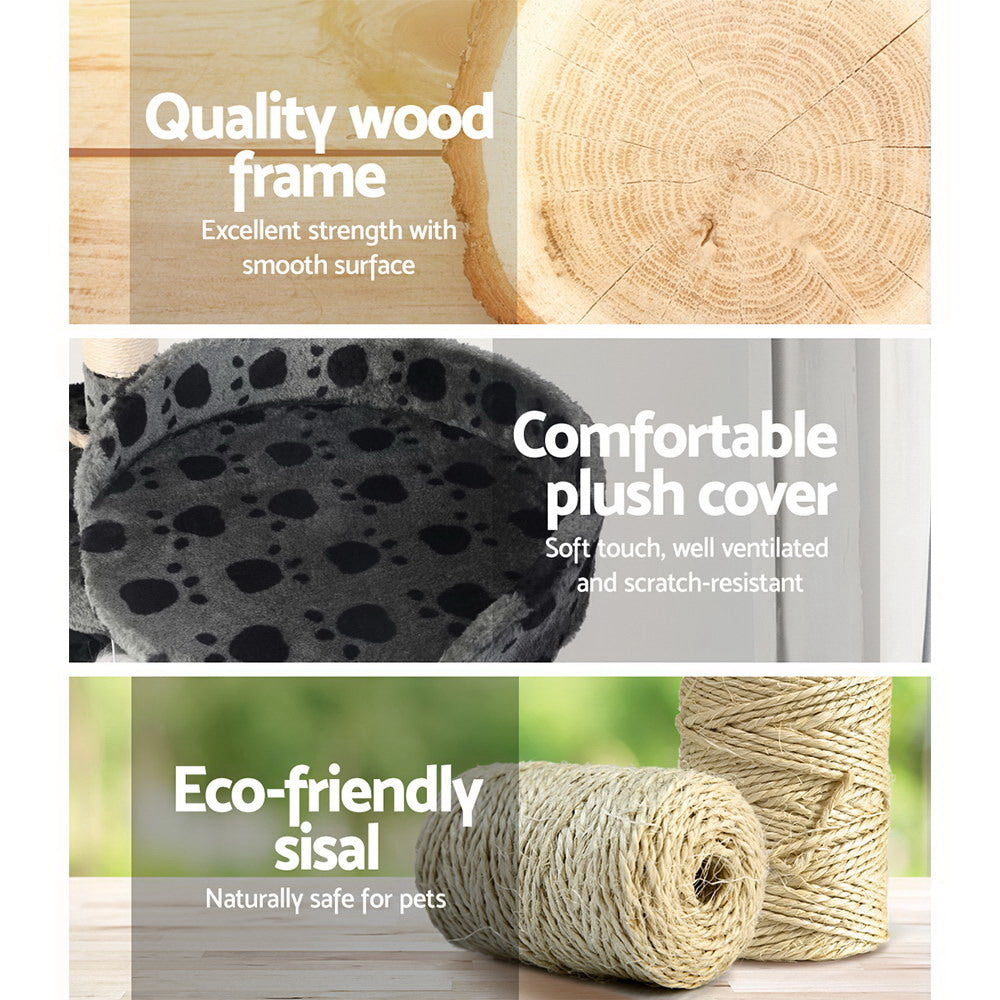 Cat Scratching Posts: i.Pet Cat Tree 120cm Tower Scratching Post Scratcher Trees Bed Wood Condo Toys Bed