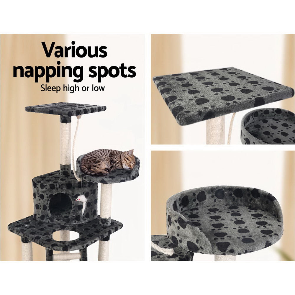 Cat Scratching Posts: i.Pet Cat Tree 120cm Tower Scratching Post Scratcher Trees Bed Wood Condo Toys Bed