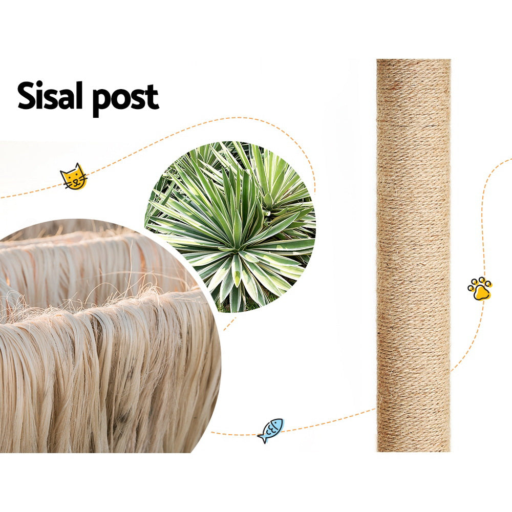 Cat Scratching Posts: i.Pet Cat Tree 141cm Tower Scratching Post Scratcher Wood Bed Condo Toys House Ladder