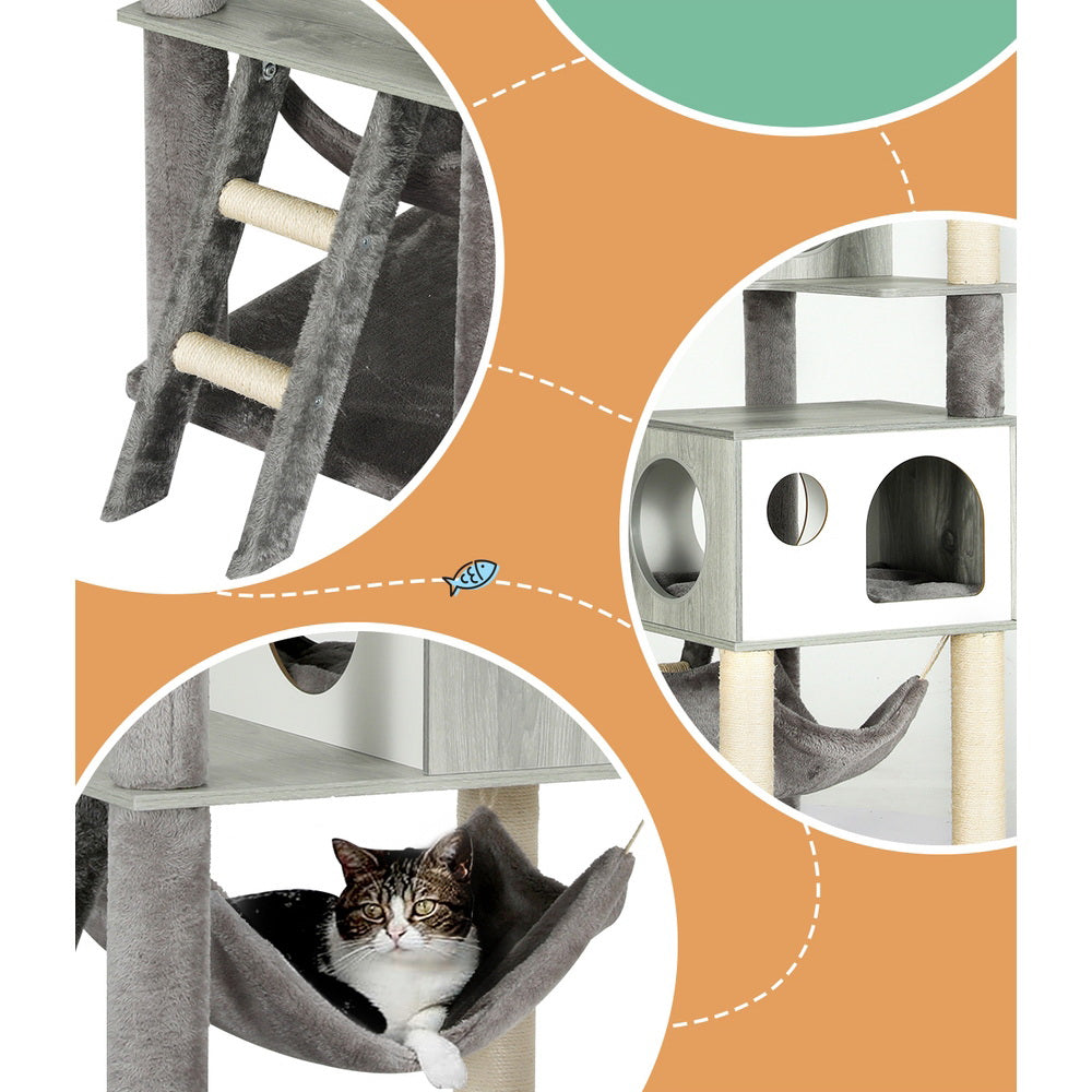Cat Scratching Posts: i.Pet Cat Tree 178cm Tower Scratching Post Scratcher Wood Bed Condo House Wooden Ladder