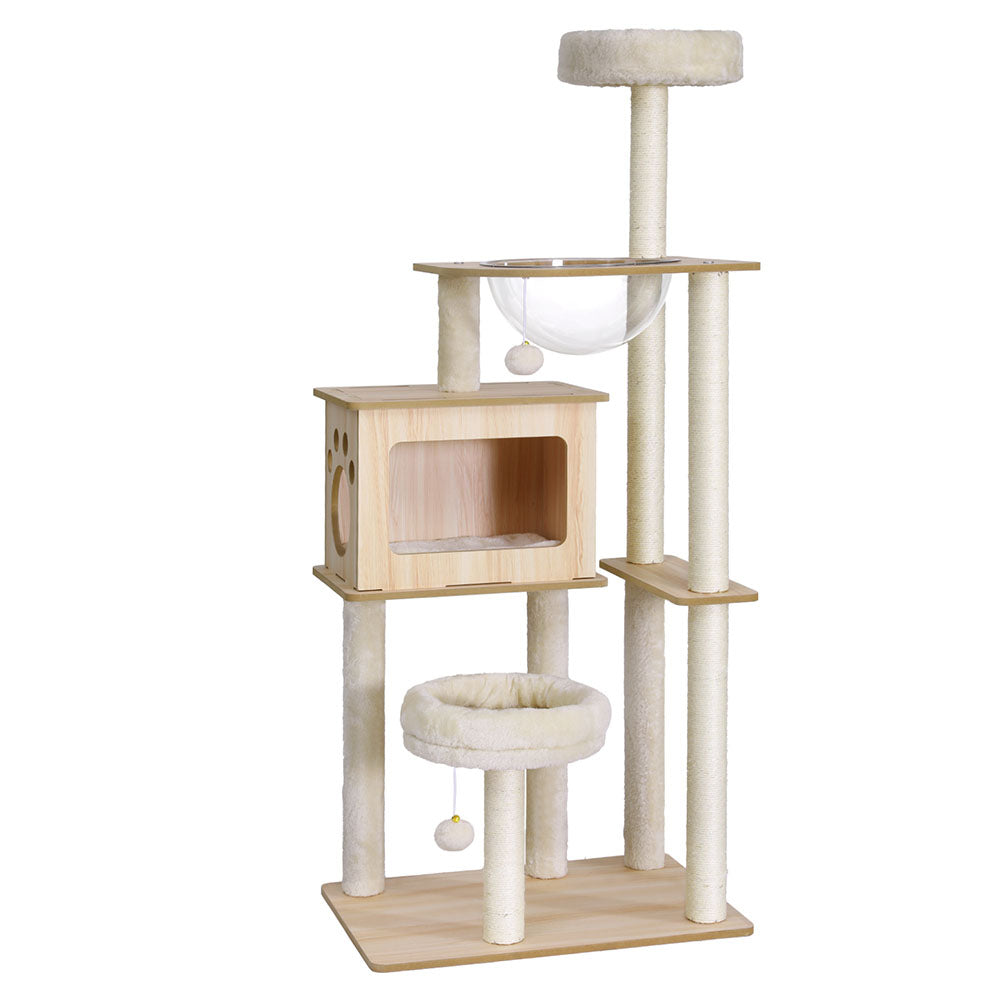 Cat Furniture: i.Pet Cat Tree Tower Scratching Post Scratcher 142cm Wood Bed Condo House