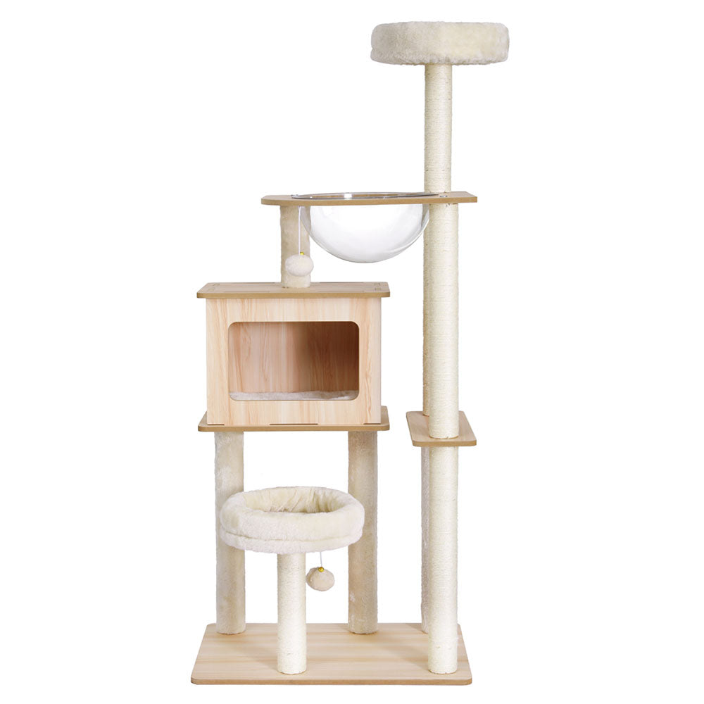 Cat Furniture: i.Pet Cat Tree Tower Scratching Post Scratcher 142cm Wood Bed Condo House