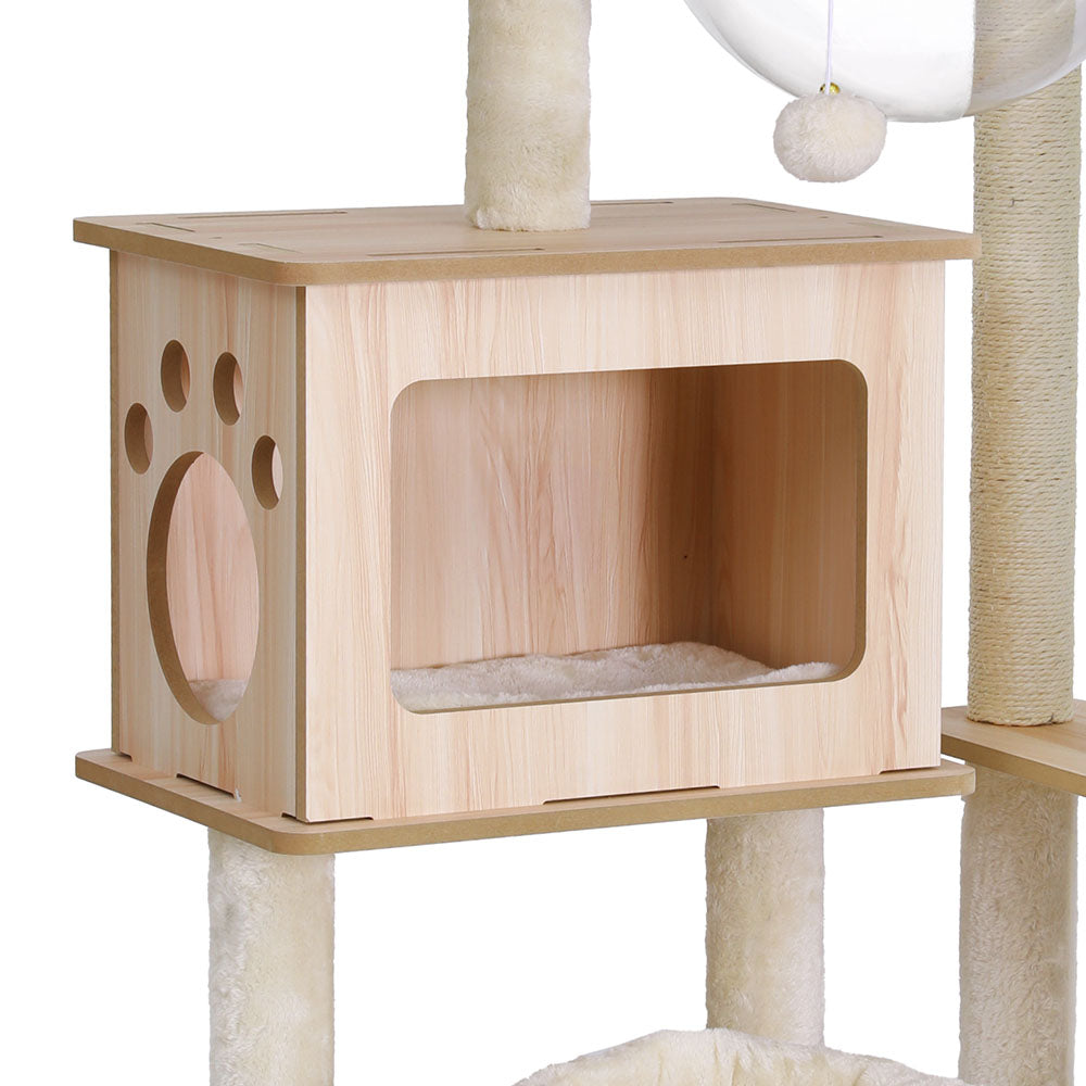 Cat Furniture: i.Pet Cat Tree Tower Scratching Post Scratcher 142cm Wood Bed Condo House