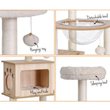 i.Pet Cat Tree Tower Scratching Post Scratcher 142cm Wood Bed Condo House