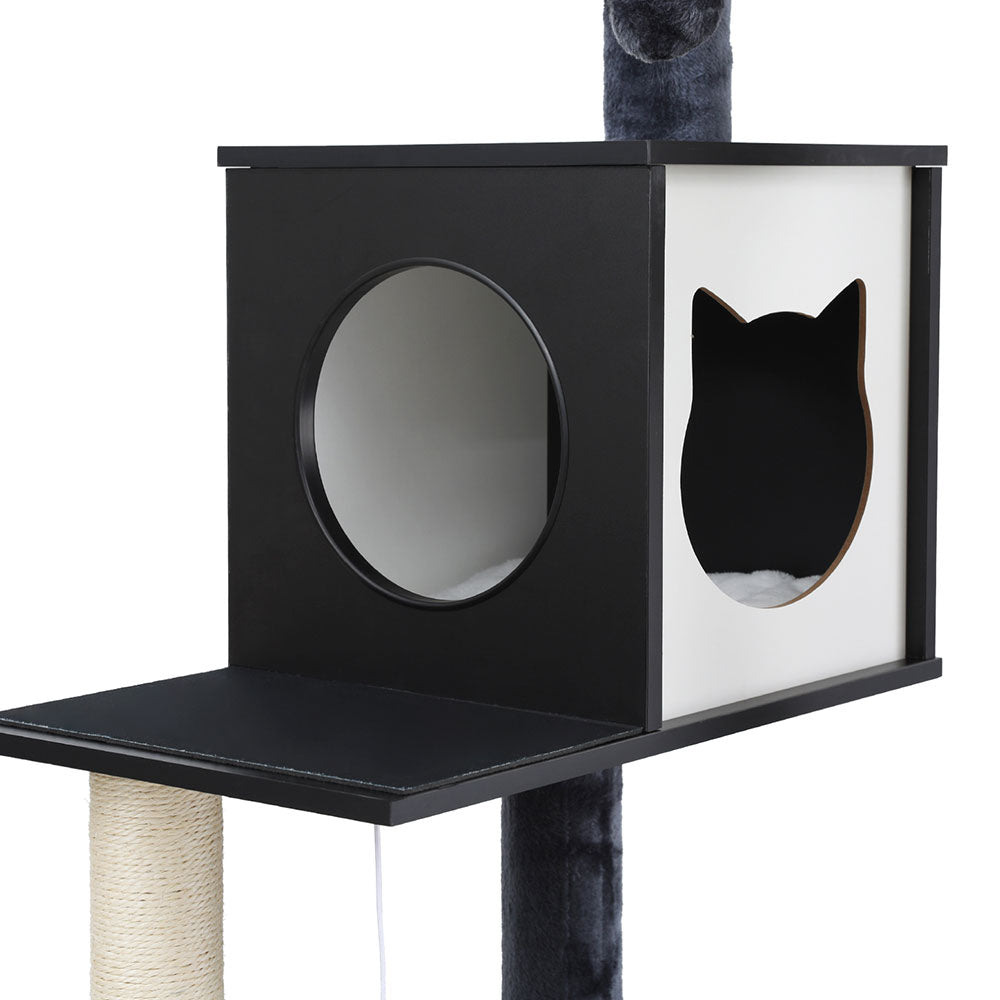 Cat Scratching Posts: i.Pet Cat Tree Tower Scratching Post Scratcher 144cm Wood Bed Condo House Cabinet