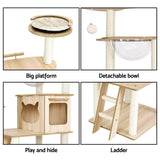 i.Pet Cat Tree Tower Scratching Post Scratcher 174cm Wood Bed Condo House Ladder