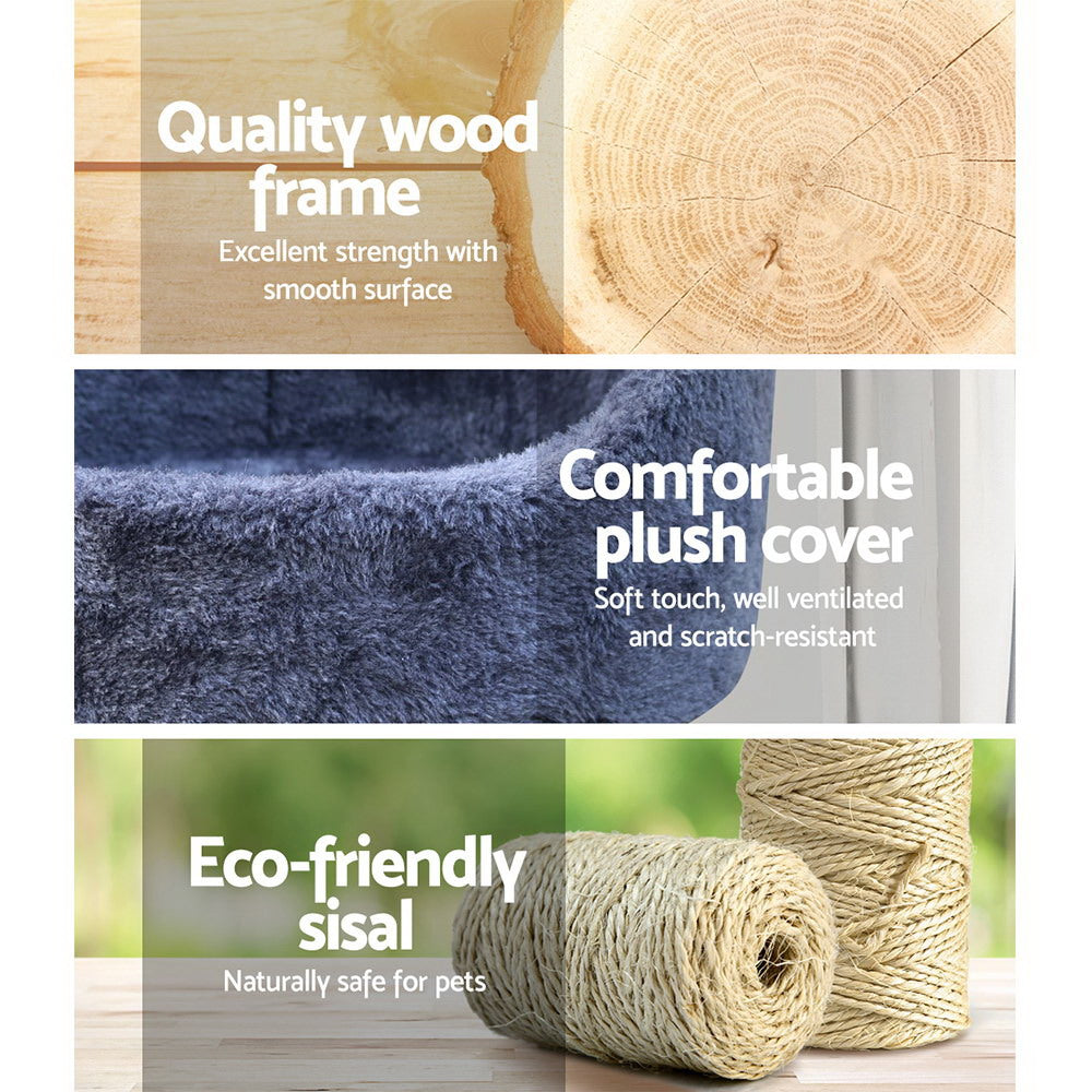 Cat Scratching Posts: i.Pet Cat Tree 126cm Tower Scratching Post Scratcher Condo Trees House Grey