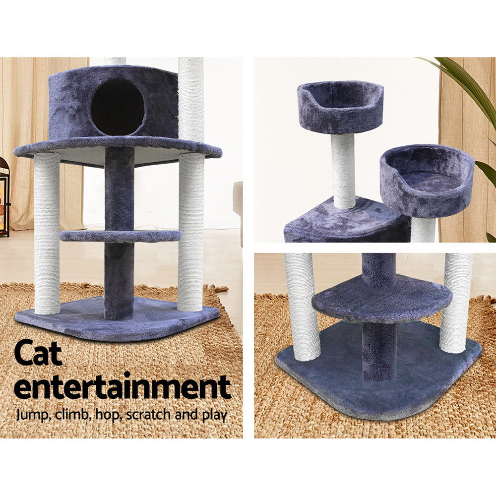 Cat Scratching Posts: i.Pet Cat Tree 126cm Tower Scratching Post Scratcher Condo Trees House Grey