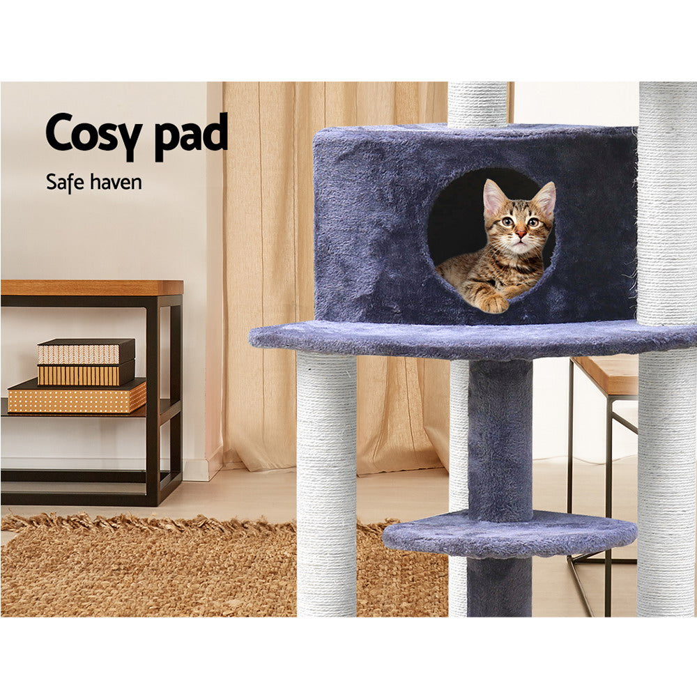 Cat Scratching Posts: i.Pet Cat Tree 126cm Tower Scratching Post Scratcher Condo Trees House Grey