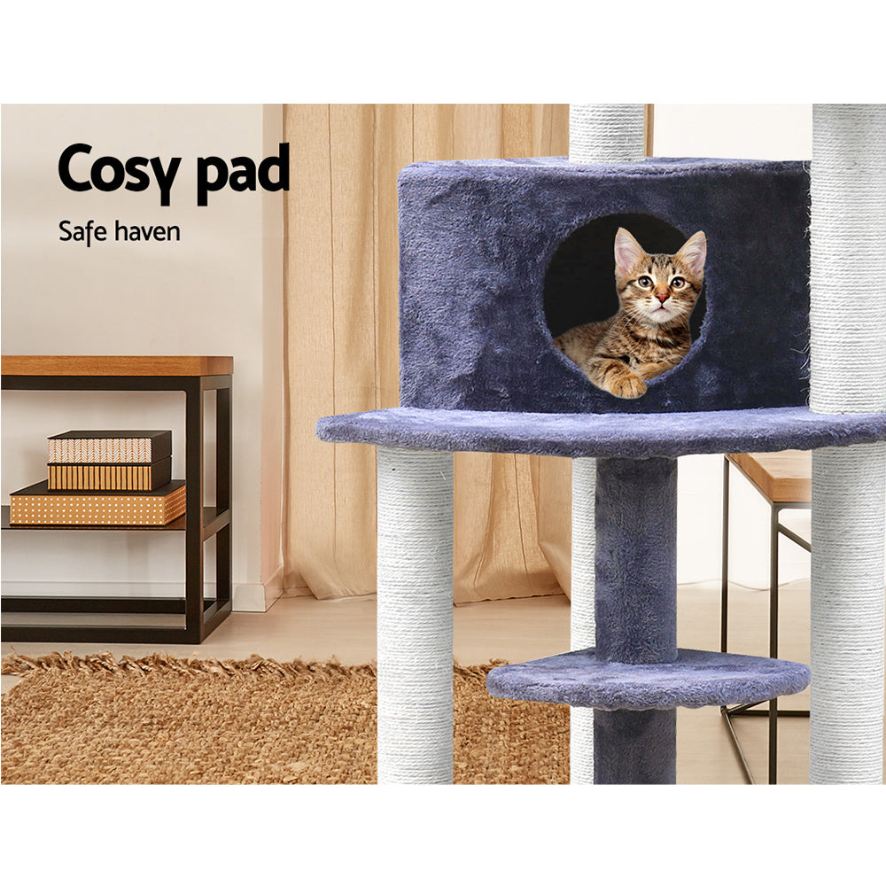 Cat Scratching Posts: i.Pet Cat Tree 126cm Tower Scratching Post Scratcher Condo Trees House Grey