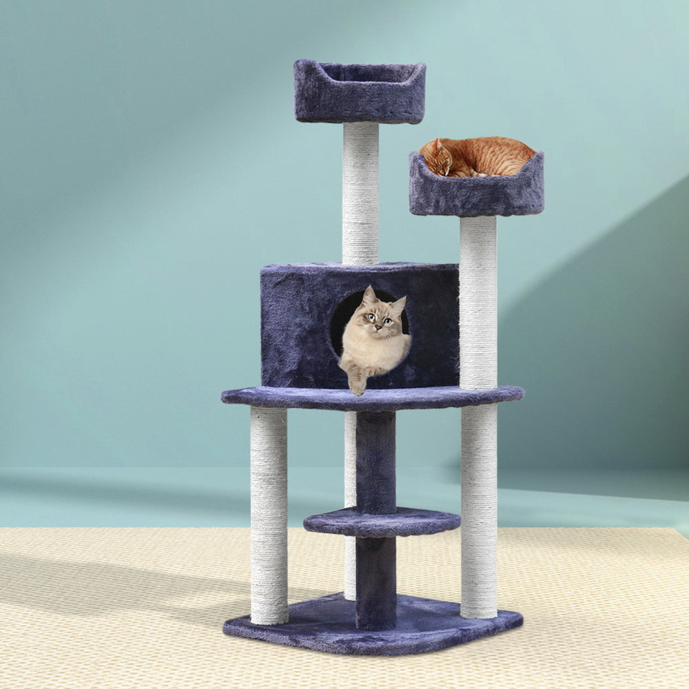 Cat Scratching Posts: i.Pet Cat Tree 126cm Tower Scratching Post Scratcher Condo Trees House Grey