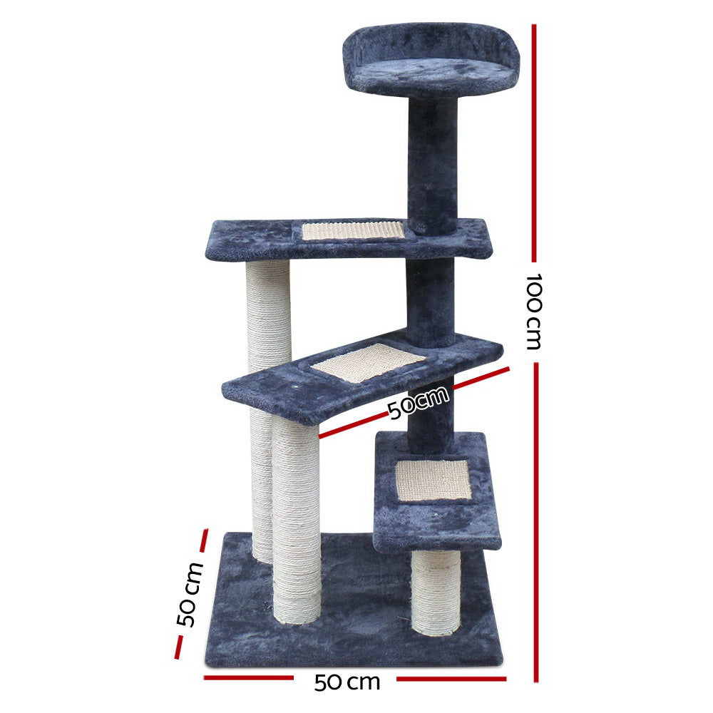 Cat Scratching Posts: i.Pet Cat Tree 100cm Scratching Post Scratcher Tower Wood Condo House Trees Bed
