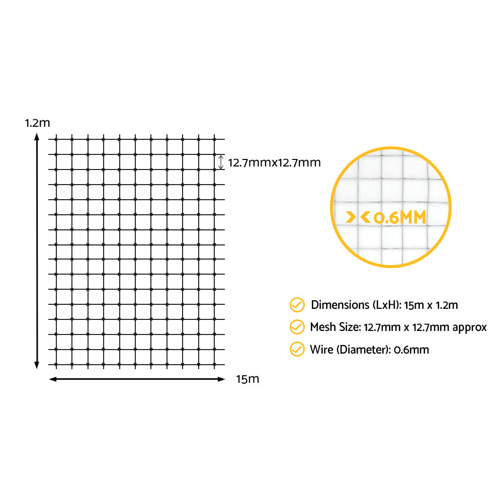 Automotive Repair & Speciality Tools: i.Pet Poultry Chicken Fence Pet Netting Wire Mesh Roll Duck Goose Coop 15Mx120CM