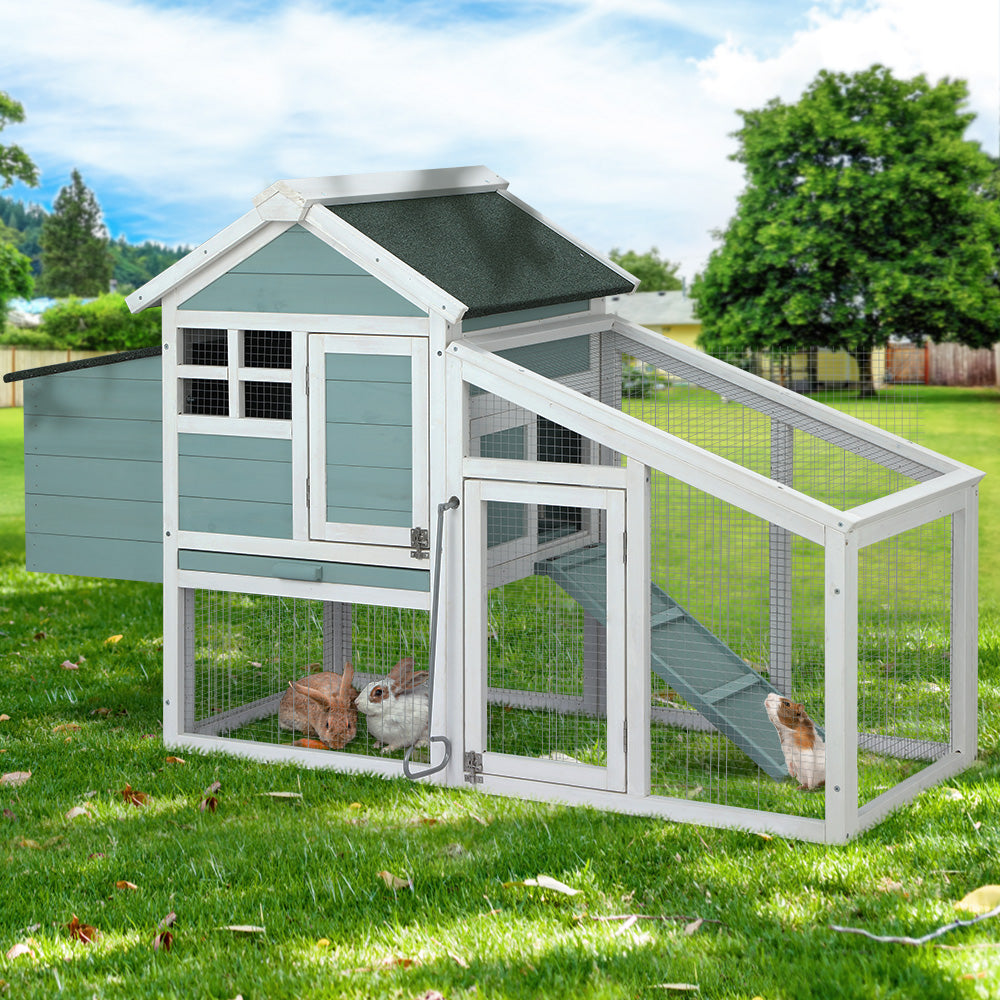 Small Animal Habitats & Cages: i.Pet Chicken Coop Rabbit Hutch 150cm x 60cm x 93cm Large Chicken Coop House Run Cage Wooden