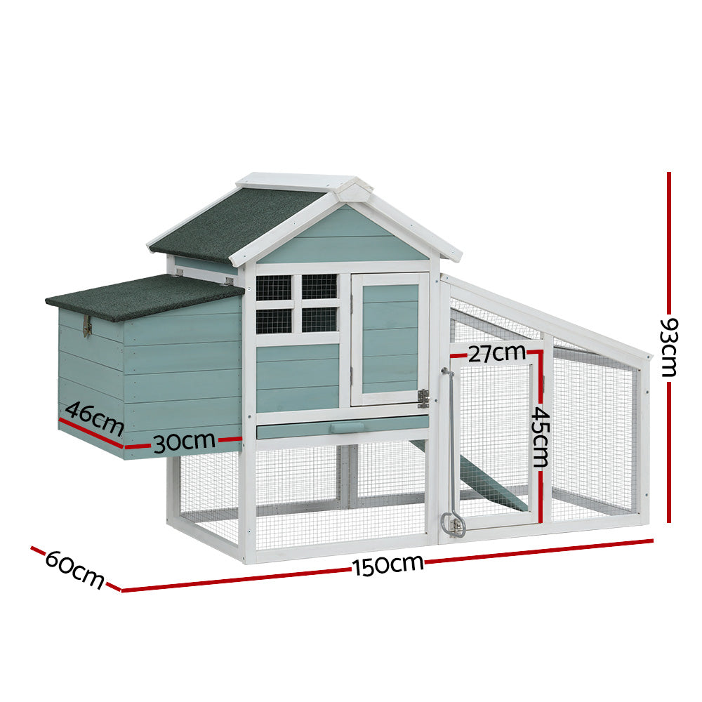 Small Animal Habitats & Cages: i.Pet Chicken Coop Rabbit Hutch 150cm x 60cm x 93cm Large Chicken Coop House Run Cage Wooden