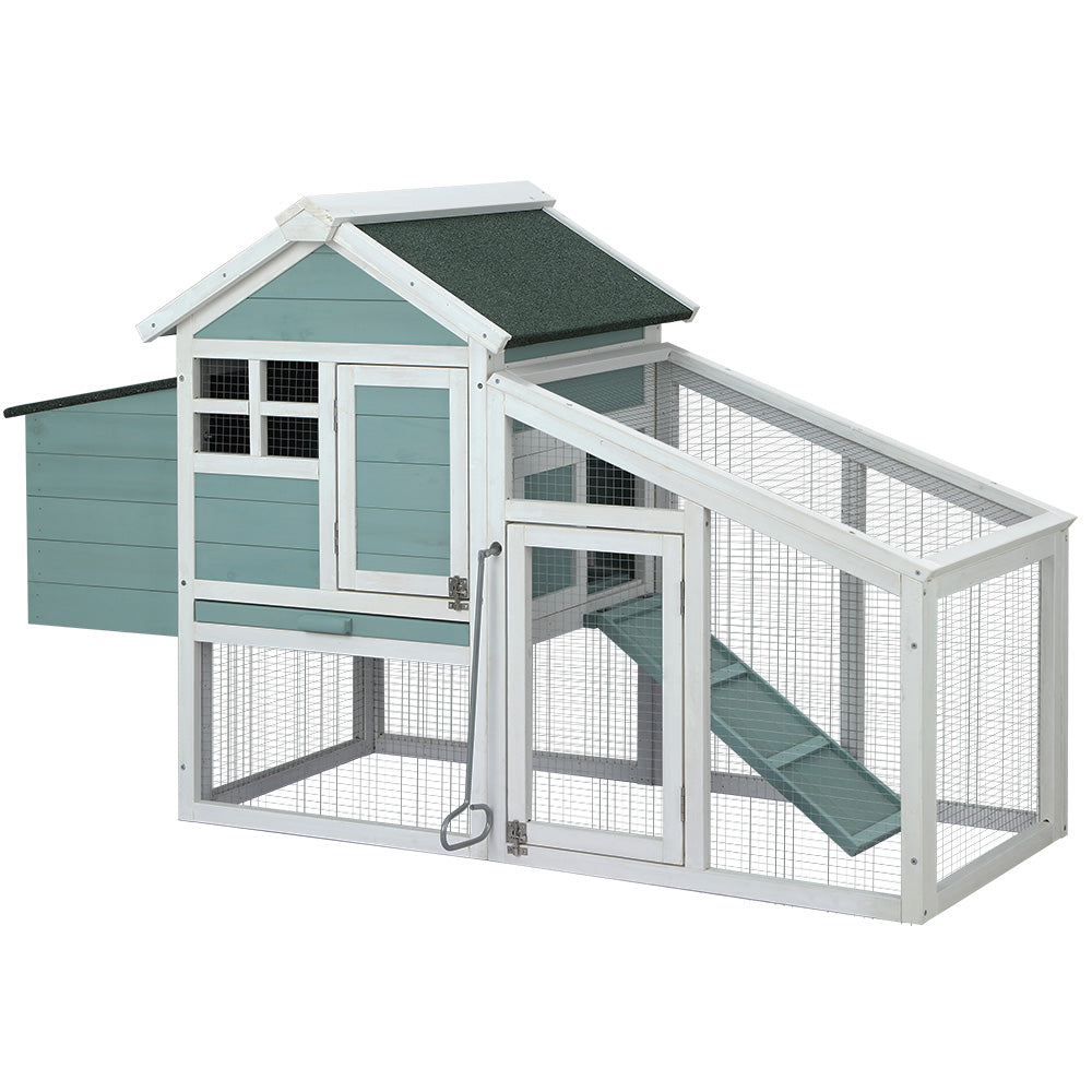 Small Animal Habitats & Cages: i.Pet Chicken Coop Rabbit Hutch 150cm x 60cm x 93cm Large Chicken Coop House Run Cage Wooden