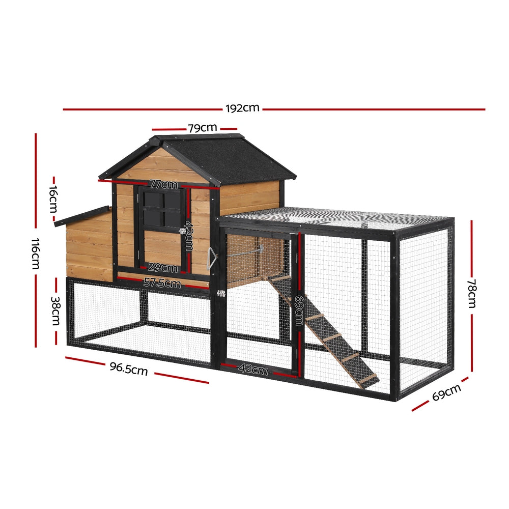 Small Animal Habitats & Cages: i.Pet Chicken Coop Rabbit Hutch Extra Large Wooden Run Cage Bunny House Outdoor
