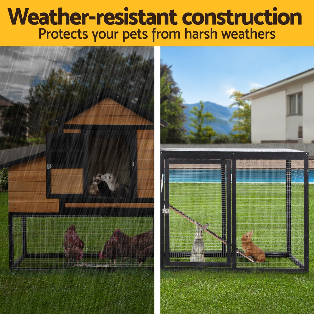 Small Animal Habitats & Cages: i.Pet Chicken Coop Rabbit Hutch Extra Large Wooden Run Cage Bunny House Outdoor