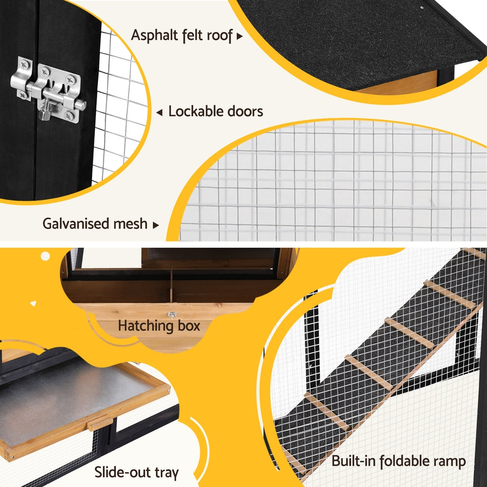 Small Animal Habitats & Cages: i.Pet Chicken Coop Rabbit Hutch Extra Large Wooden Run Cage Bunny House Outdoor