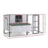 i.Pet Chicken Coop 219cm Rabbit Hutch Poultry Cage Outdoor Enclosure Wood