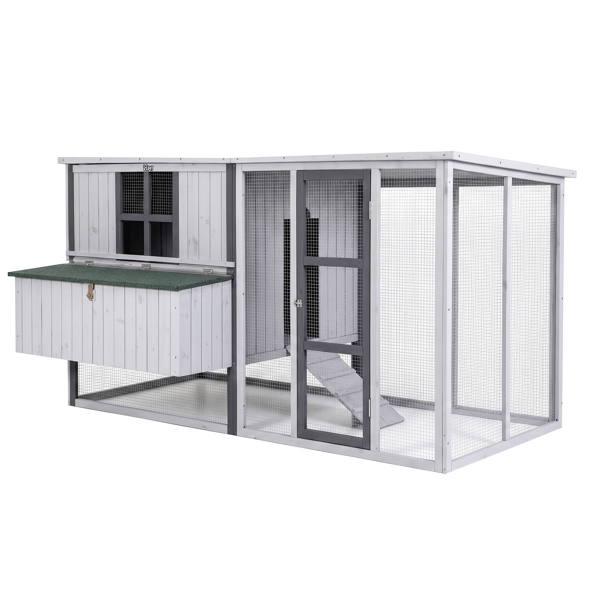 i.Pet Chicken Coop 219cm Rabbit Hutch Poultry Cage Outdoor Enclosure Wood