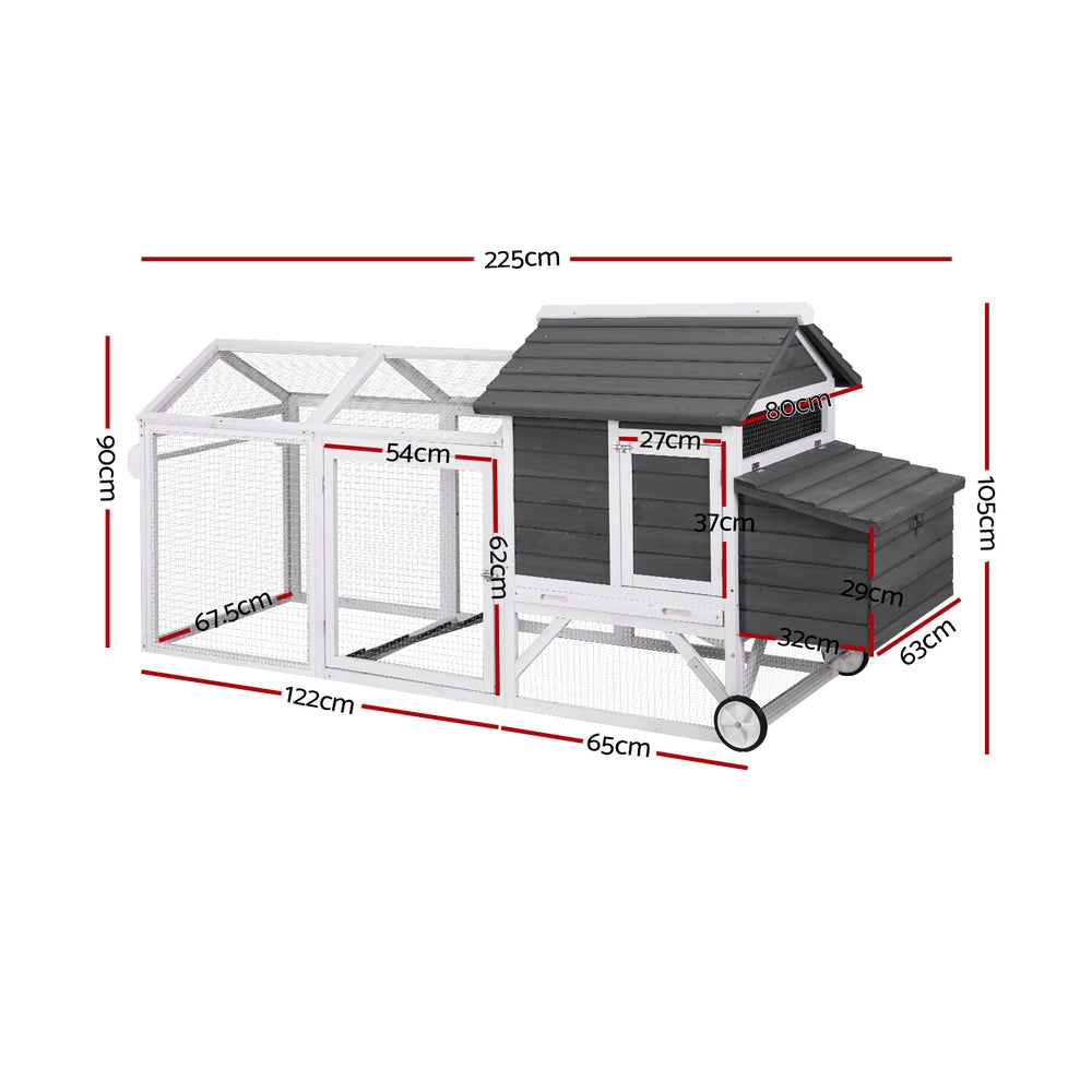 Small Animal Habitats & Cages: i.Pet Chicken Coop Rabbit Hutch Extra Large Wooden Run Bunny Cage House Outdoor