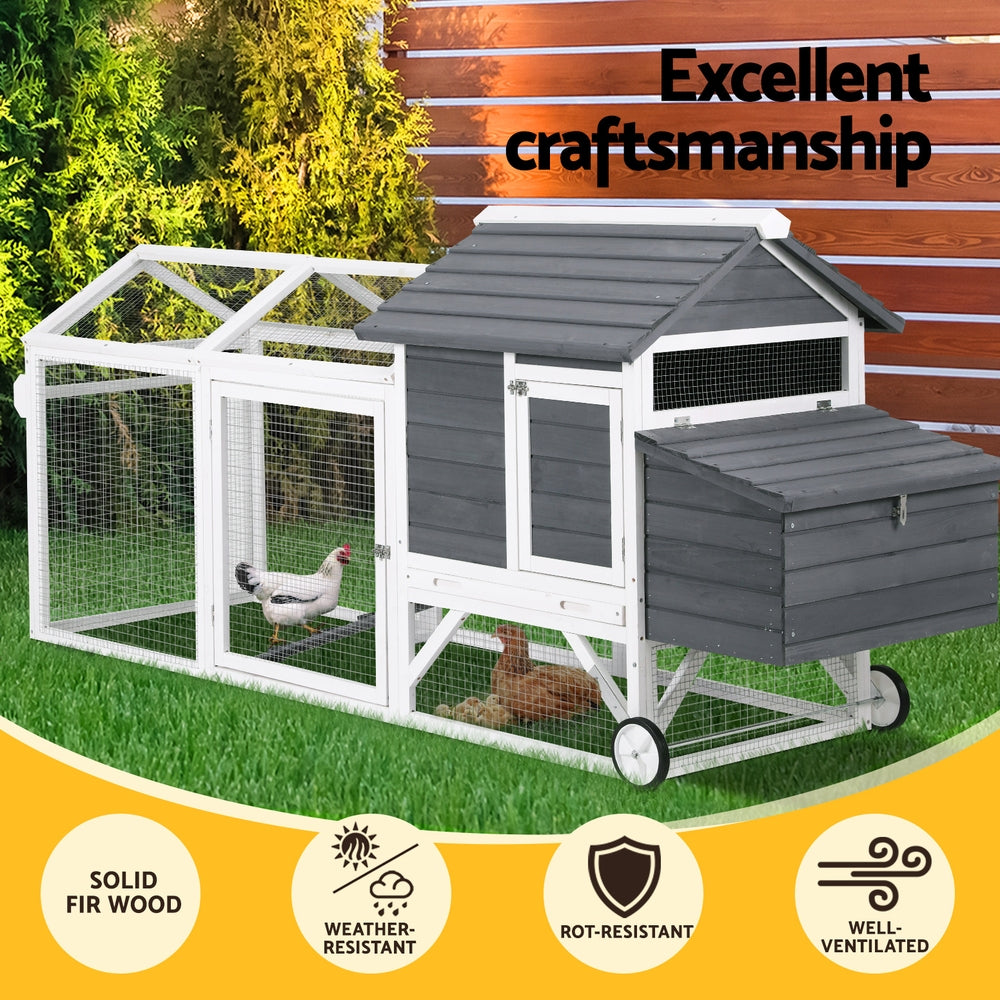 Small Animal Habitats & Cages: i.Pet Chicken Coop Rabbit Hutch Extra Large Wooden Run Bunny Cage House Outdoor