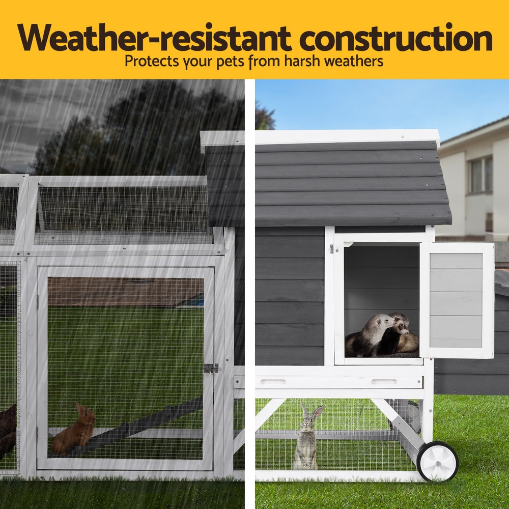 Small Animal Habitats & Cages: i.Pet Chicken Coop Rabbit Hutch Extra Large Wooden Run Bunny Cage House Outdoor