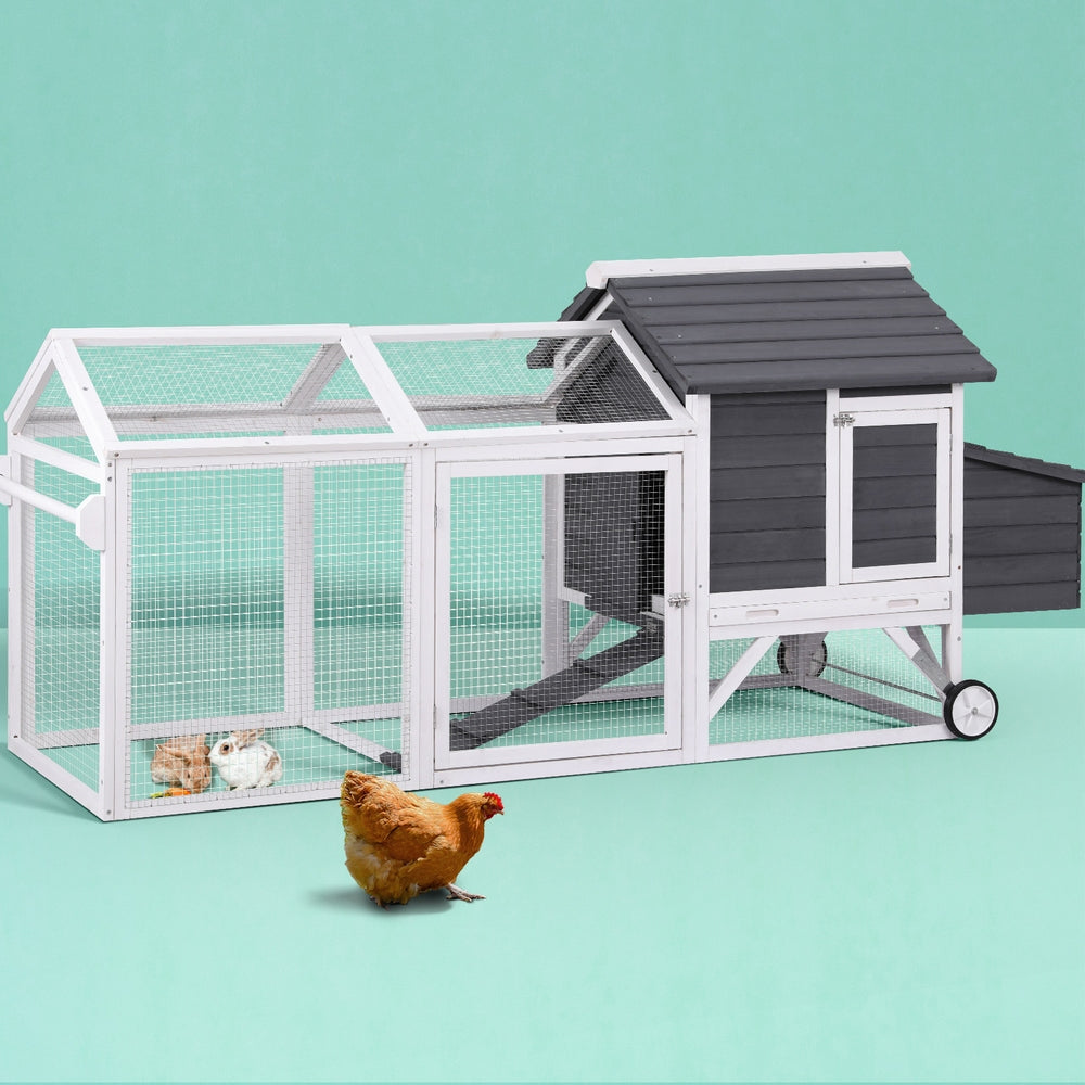 Small Animal Habitats & Cages: i.Pet Chicken Coop Rabbit Hutch Extra Large Wooden Run Bunny Cage House Outdoor