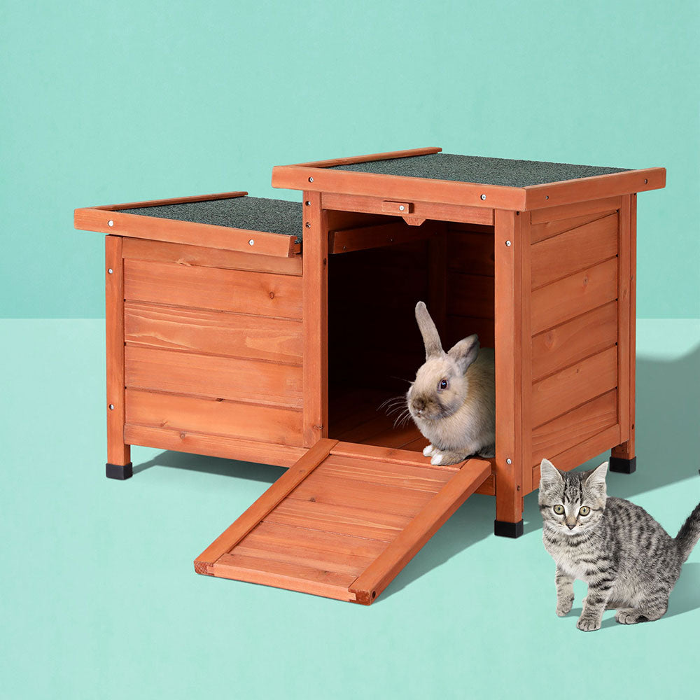 Small Animal Habitats & Cages: i.Pet Outdoor Cat House Rabbit Hutch Wooden Shelter Indoor Cat House Outdoor Condo Small Enclosure