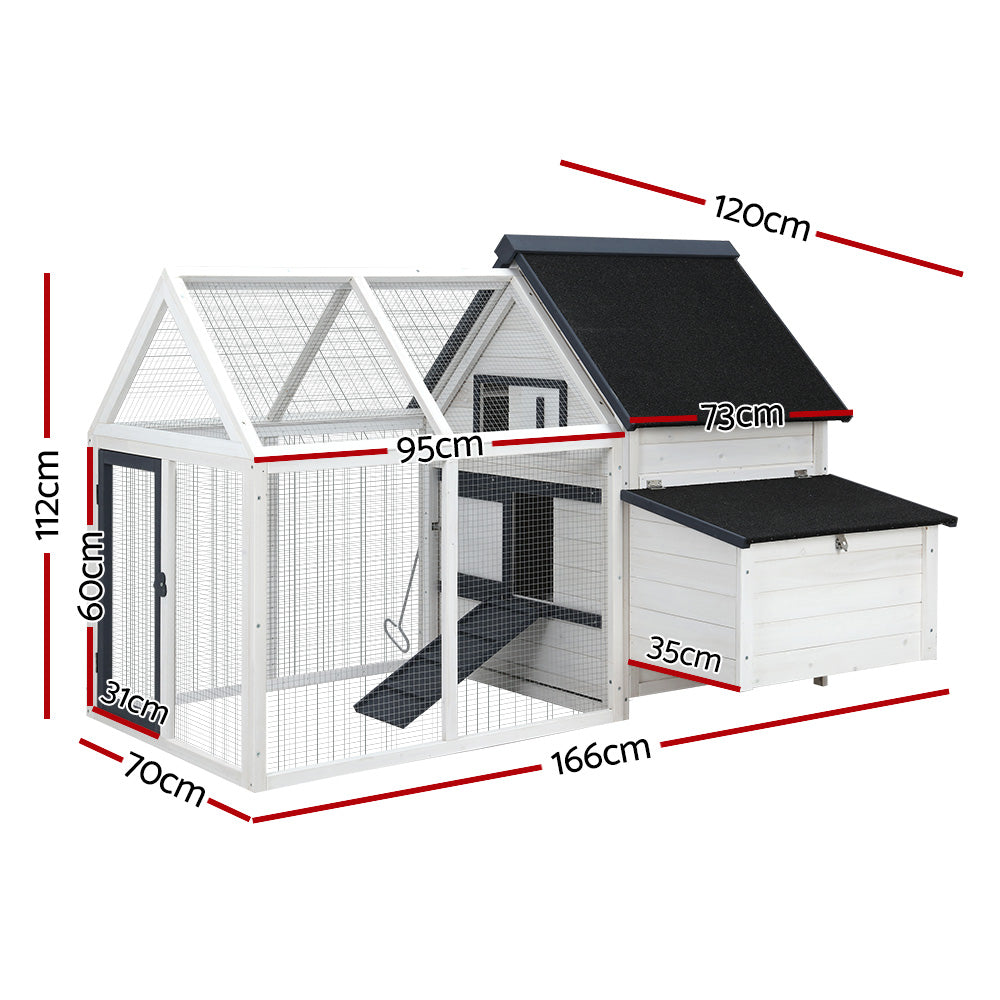 Small Animal Habitats & Cages: i.Pet Chicken Coop Rabbit Hutch 166cm x 120cm x 112cm Large Chicken Coop House Run Cage Wooden
