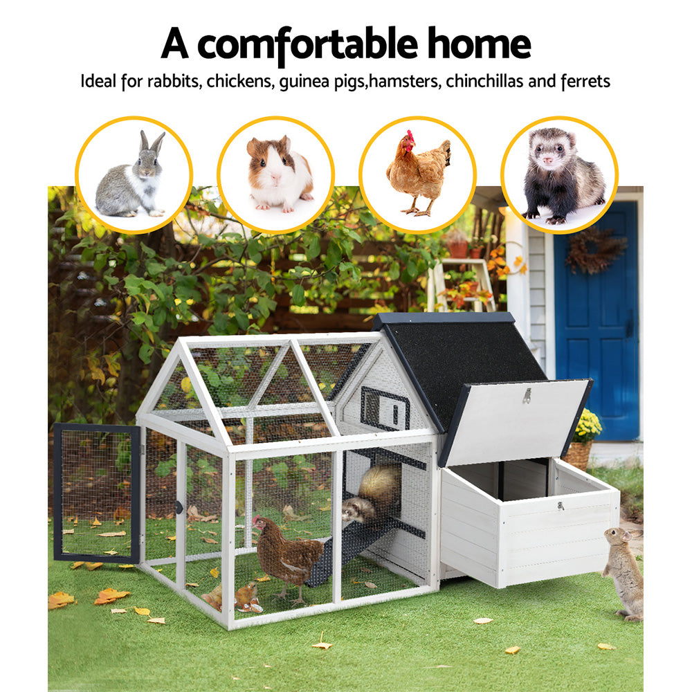 Small Animal Habitats & Cages: i.Pet Chicken Coop Rabbit Hutch 166cm x 120cm x 112cm Large Chicken Coop House Run Cage Wooden