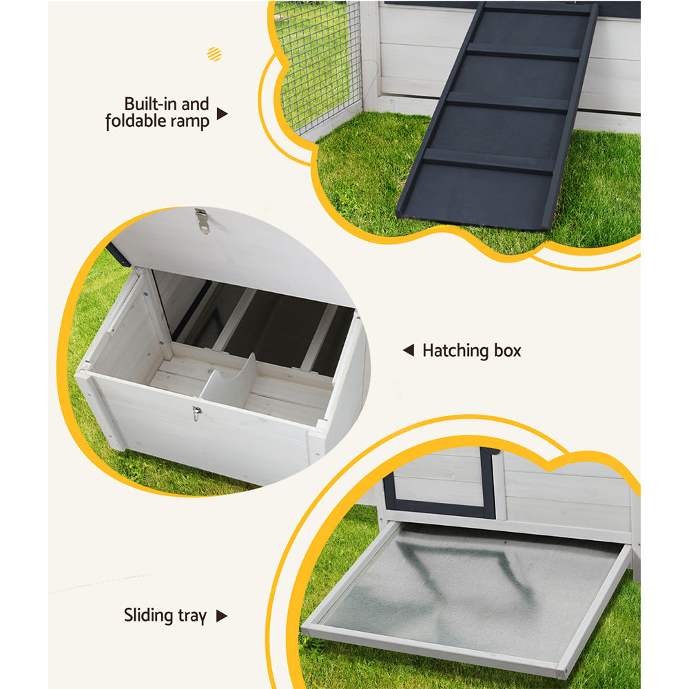 Small Animal Habitats & Cages: i.Pet Chicken Coop Rabbit Hutch 166cm x 120cm x 112cm Large Chicken Coop House Run Cage Wooden