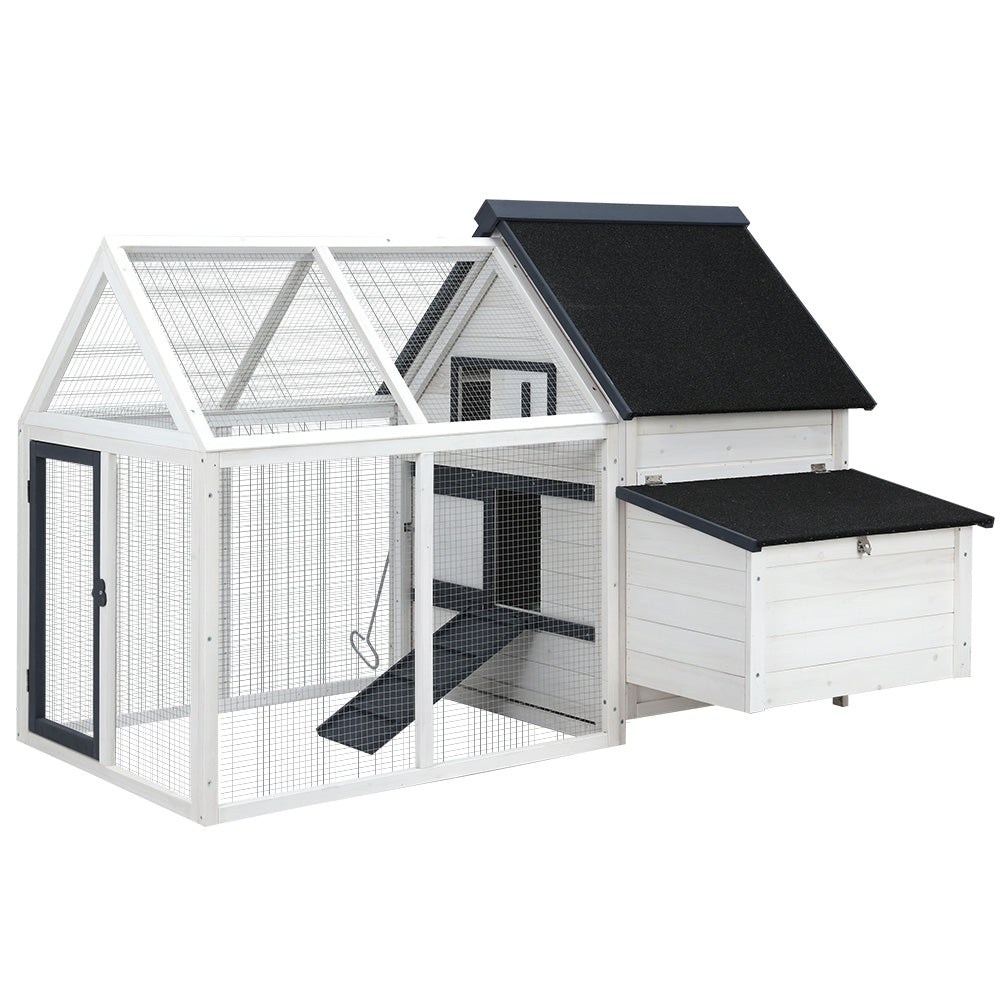 Small Animal Habitats & Cages: i.Pet Chicken Coop Rabbit Hutch 166cm x 120cm x 112cm Large Chicken Coop House Run Cage Wooden