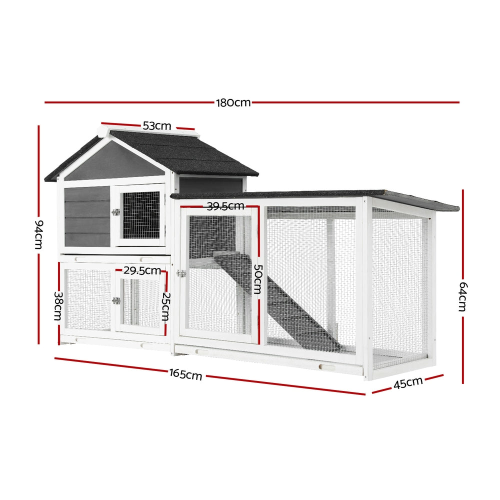 Small Animal Habitats & Cages: i.Pet Chicken Coop Rabbit Hutch Extra Large Wooden Run Cage House With Run Cage