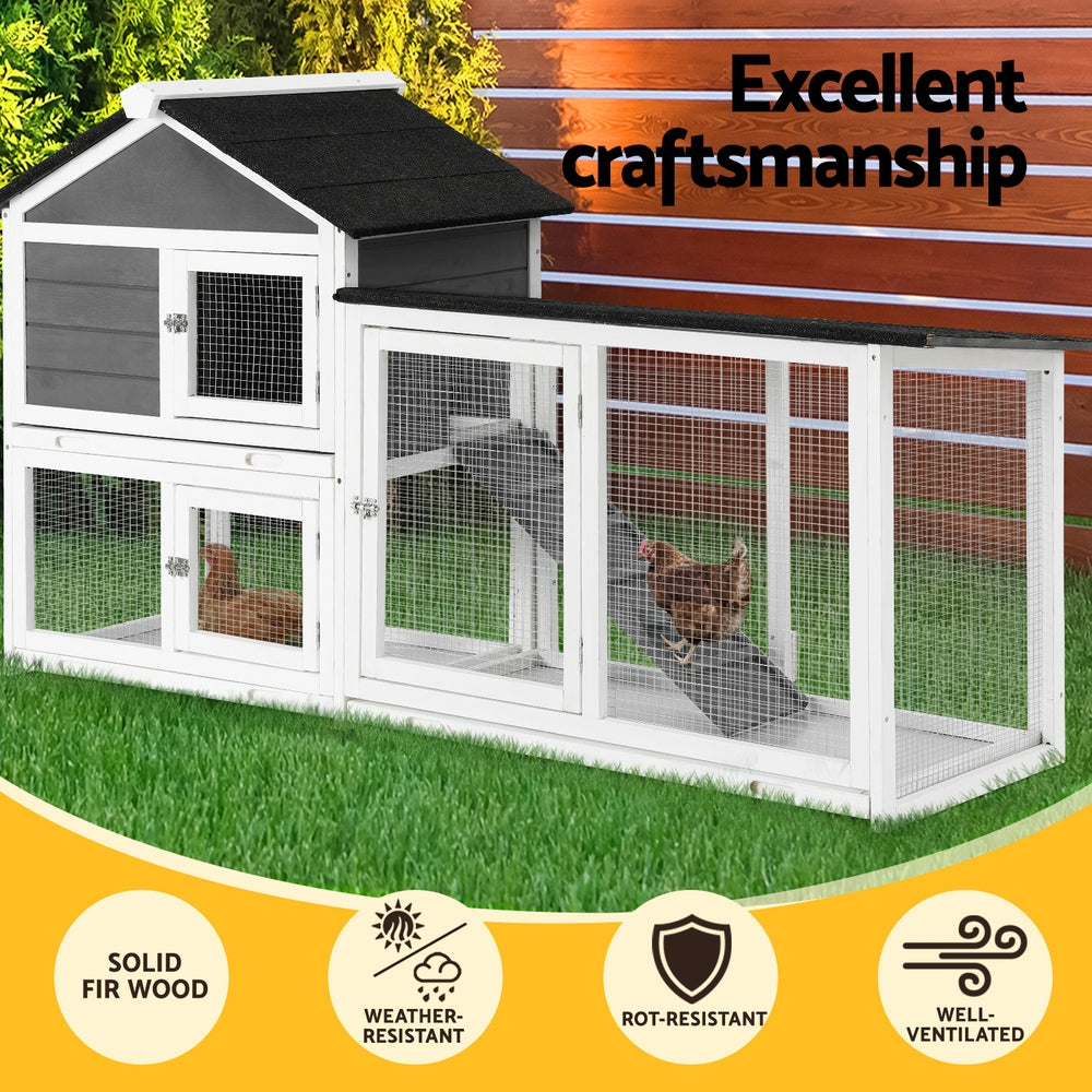 Small Animal Habitats & Cages: i.Pet Chicken Coop Rabbit Hutch Extra Large Wooden Run Cage House With Run Cage