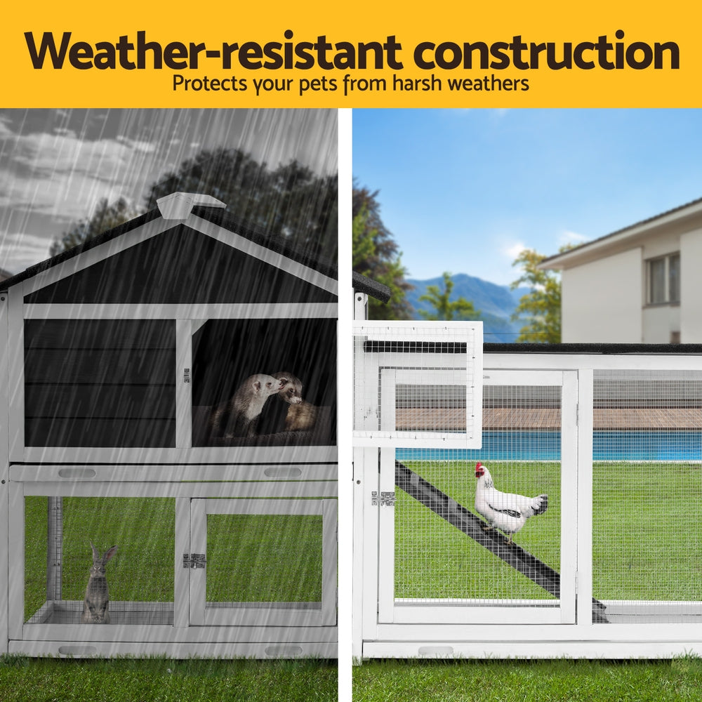 Small Animal Habitats & Cages: i.Pet Chicken Coop Rabbit Hutch Extra Large Wooden Run Cage House With Run Cage