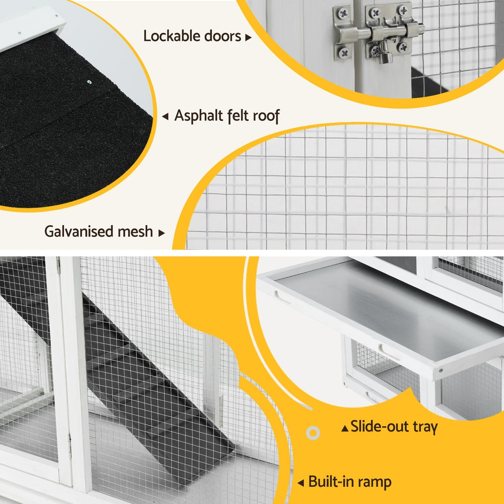 Small Animal Habitats & Cages: i.Pet Chicken Coop Rabbit Hutch Extra Large Wooden Run Cage House With Run Cage