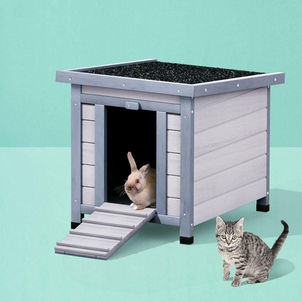 Small Animal Habitats & Cages: i.Pet Outdoor Cat House Rabbit Hutch Wooden Shelter Condo Small Enclosure Indoor Cat House Outdoor