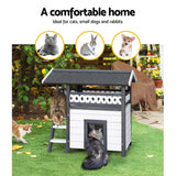 i.Pet Outdoor Cat House Shelter 77cm x 50cm x 73cm Rabbit Hutch Wooden Condo Small Outdoor Cat House